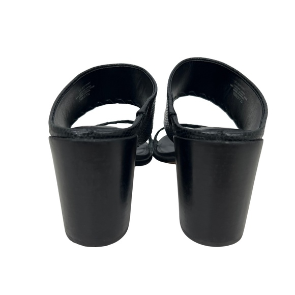 Vince Camuto Black Leather Snake Skin Kafinny Sandal Stacked Block Heel Size 7M - Picture 8 of 11